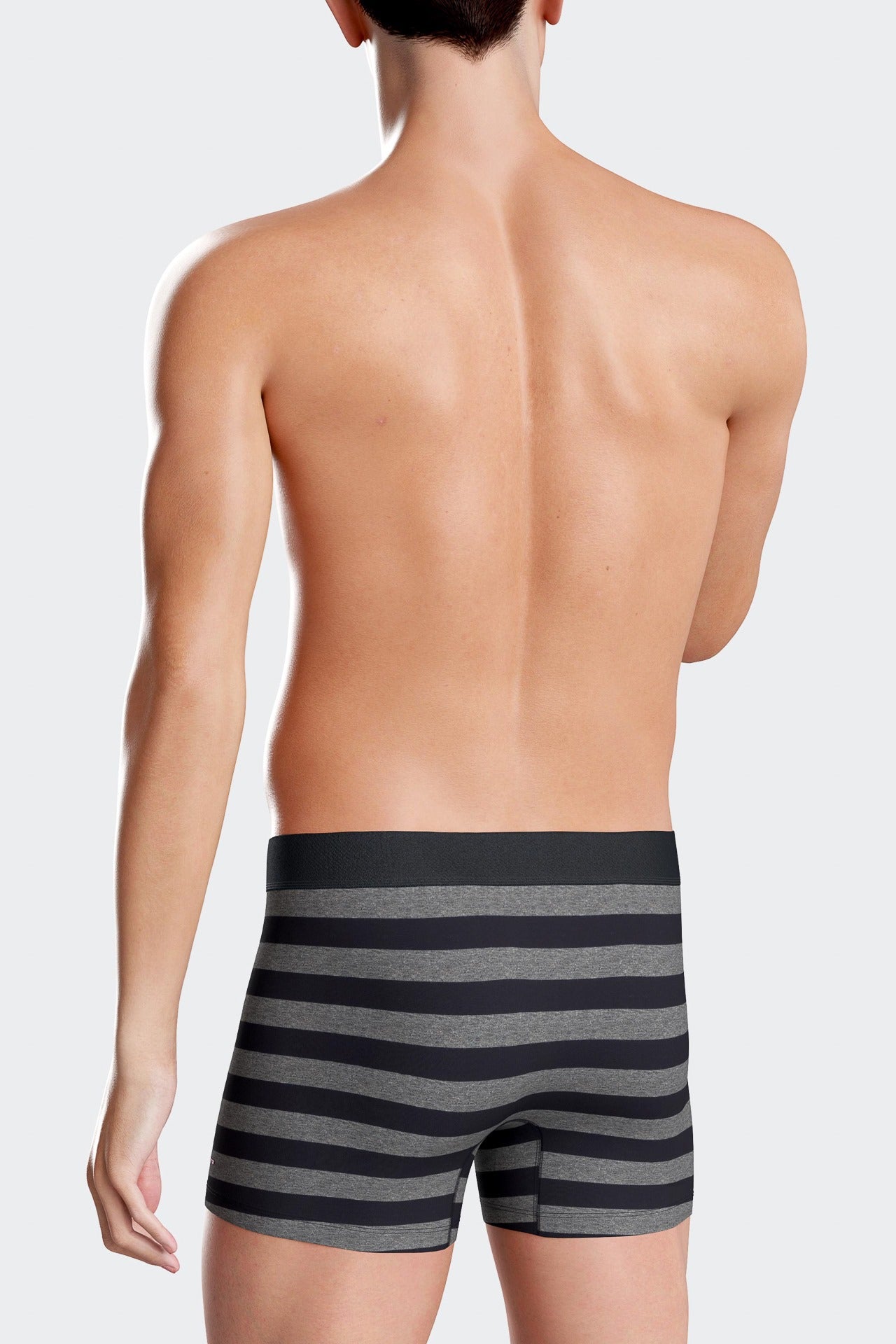 Set of 2 anthracite grey striped and solid stretch cotton boxers