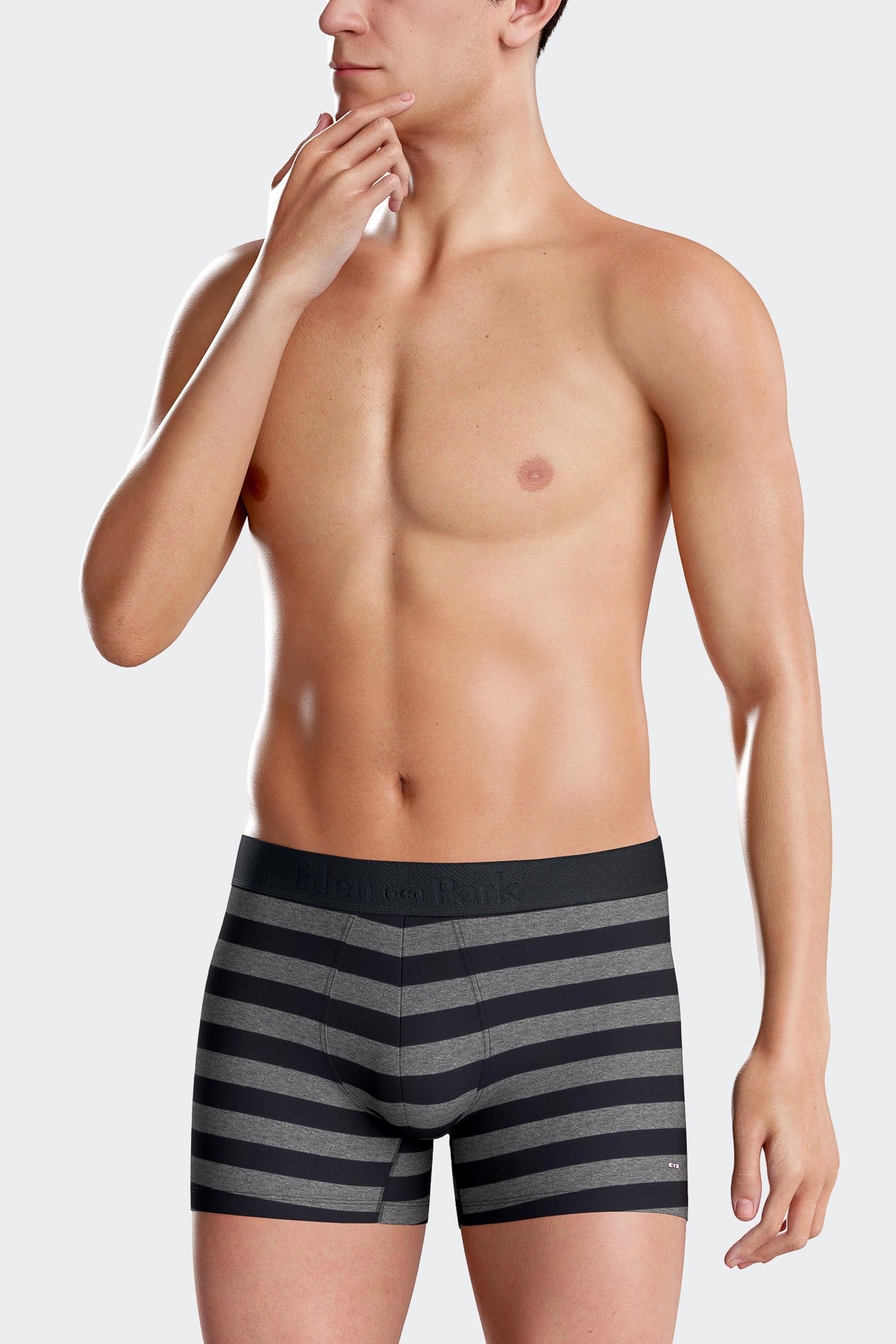 Anthracite grey striped stretch cotton boxers