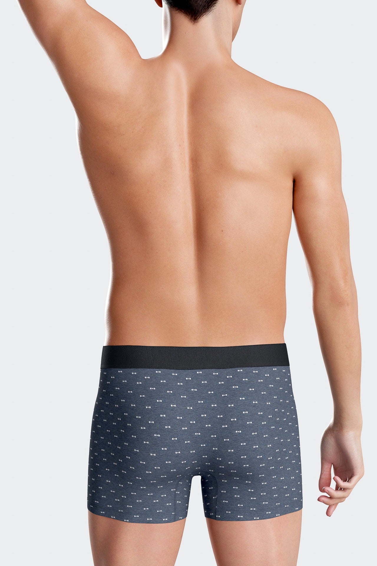 Set of 2 dark blue solid and micro pattern stretch cotton boxers