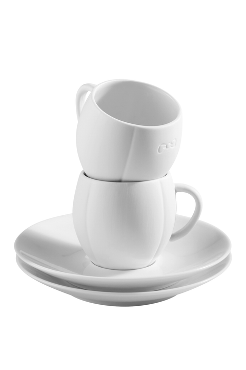 Set of 2 white Limoges porcelain cups and coasters - Image 3