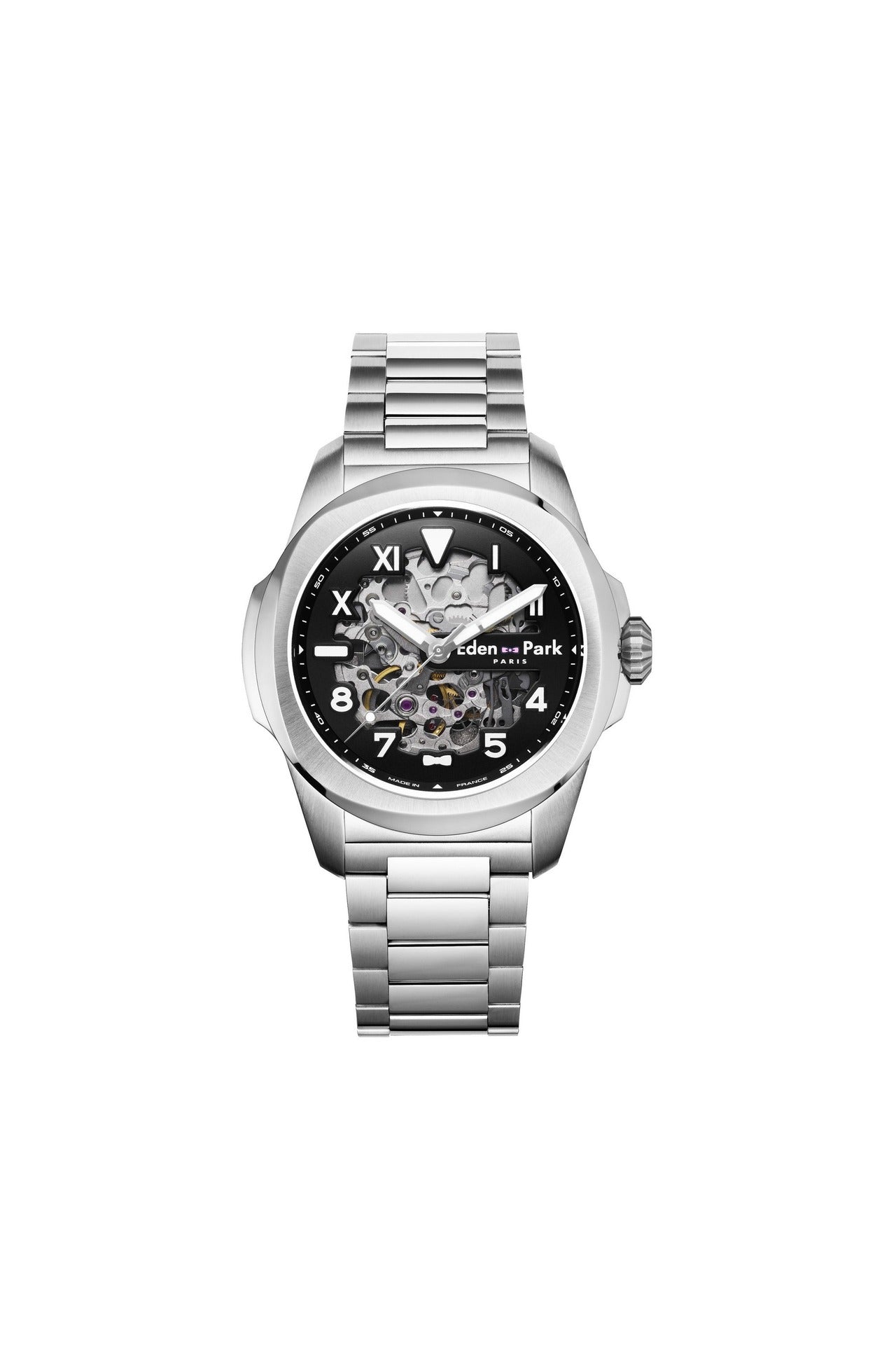 Steel automatic skeleton watch