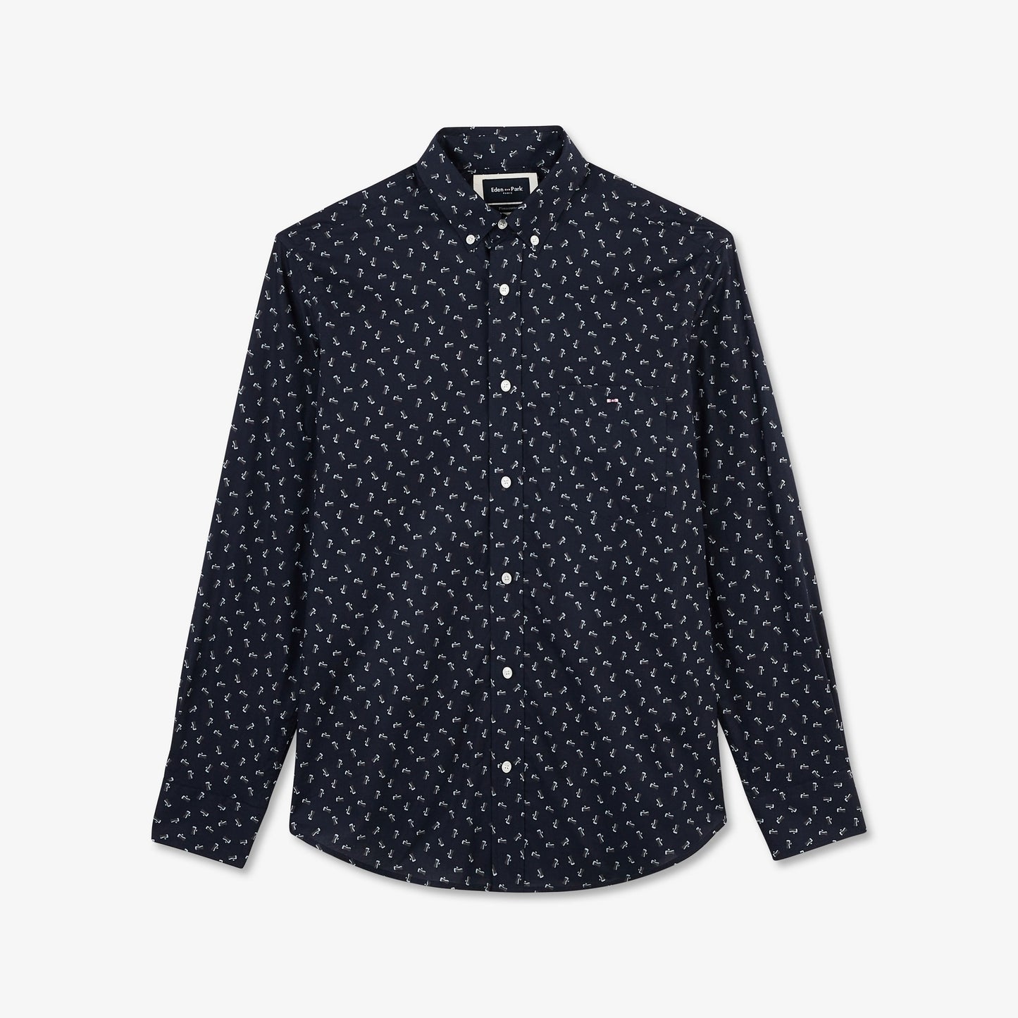 Navy blue Pima cotton blouse with exclusive print