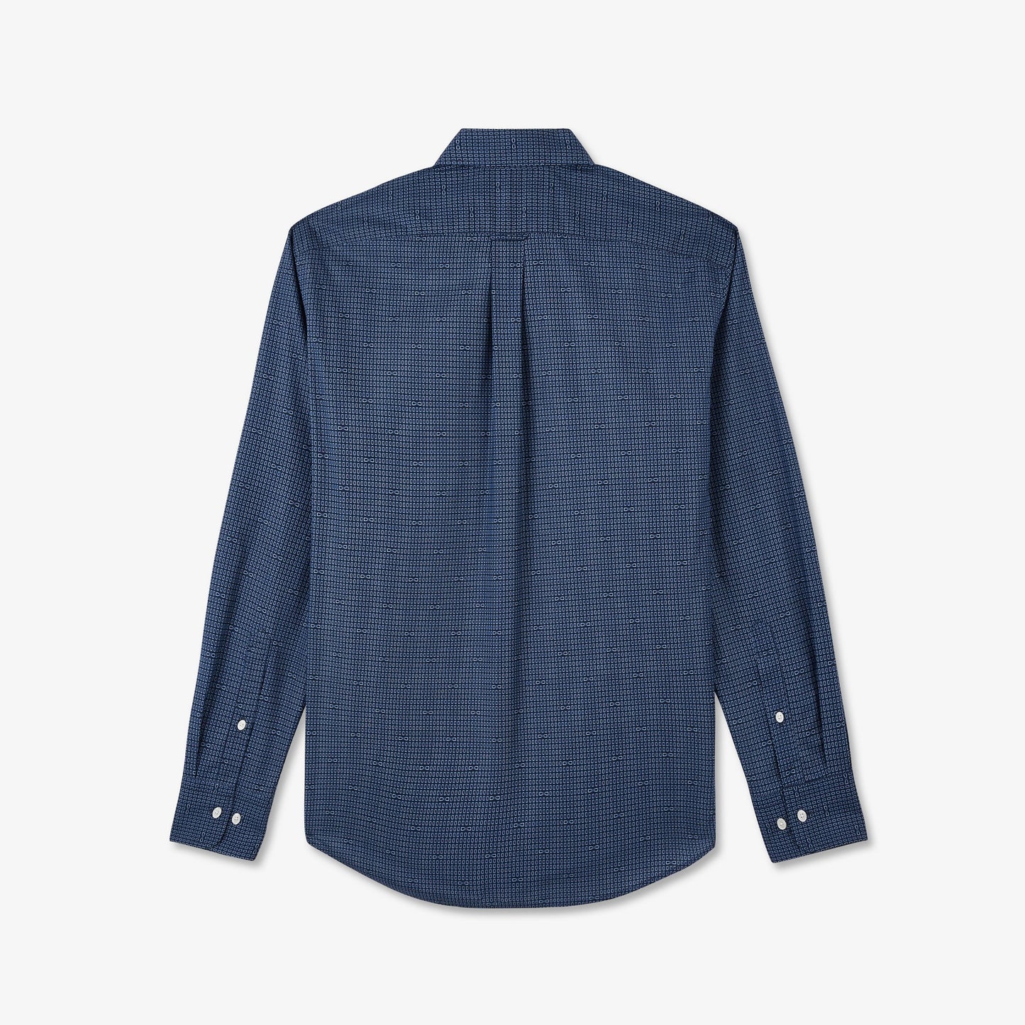 Dark blue shirt in cotton poplin with exclusive print