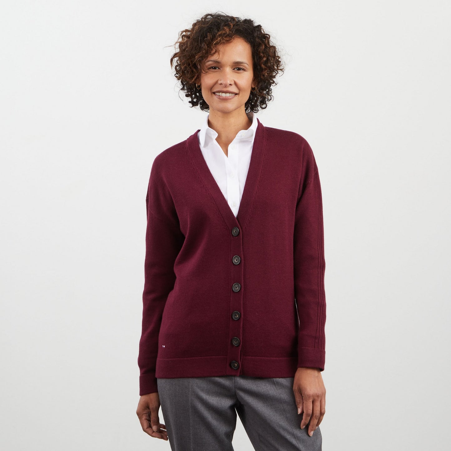 Plain burgundy cardigan