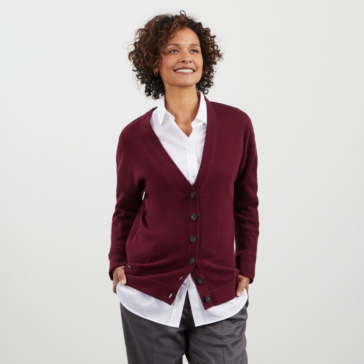 Plain burgundy cardigan