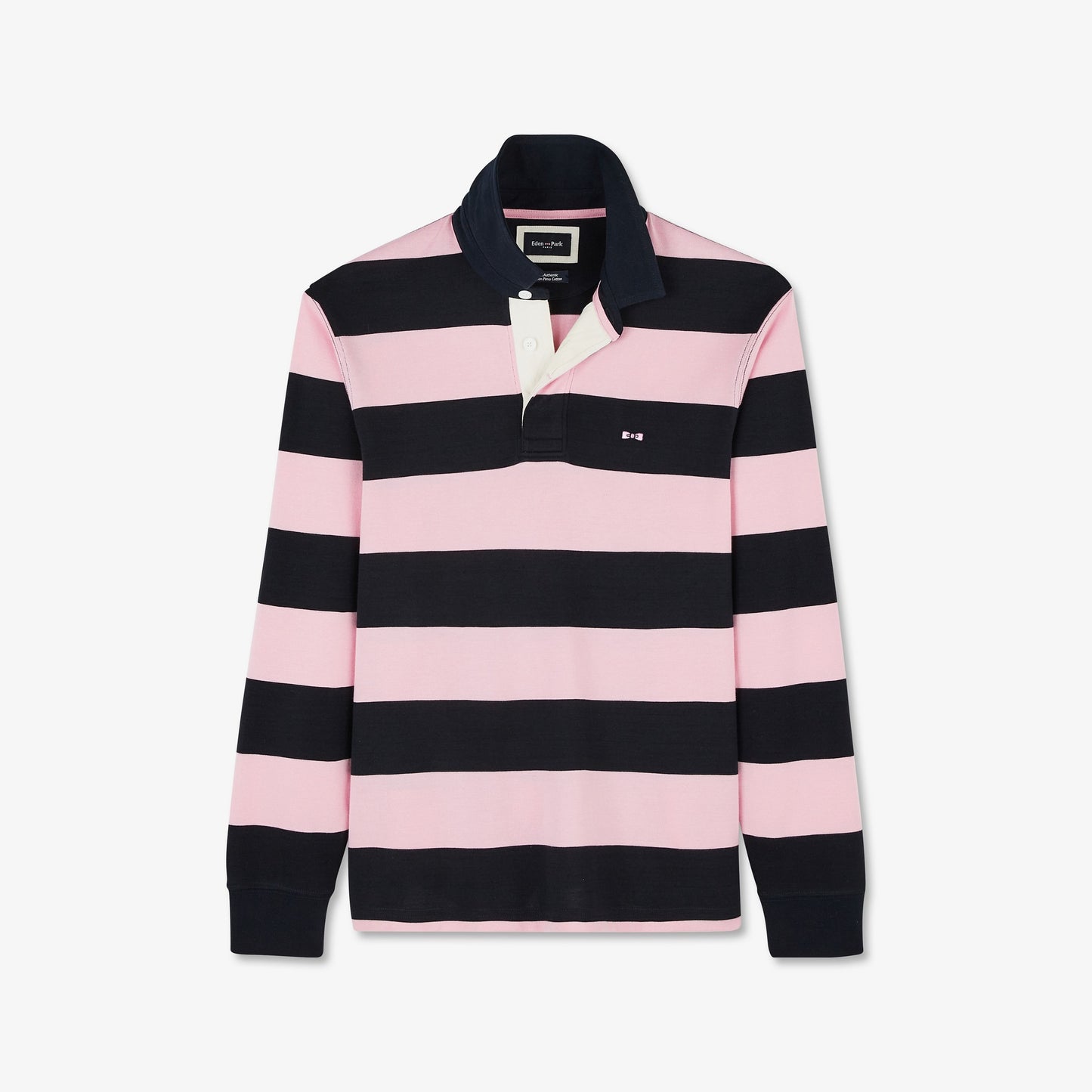 Striped pink long-sleeved rugby shirt