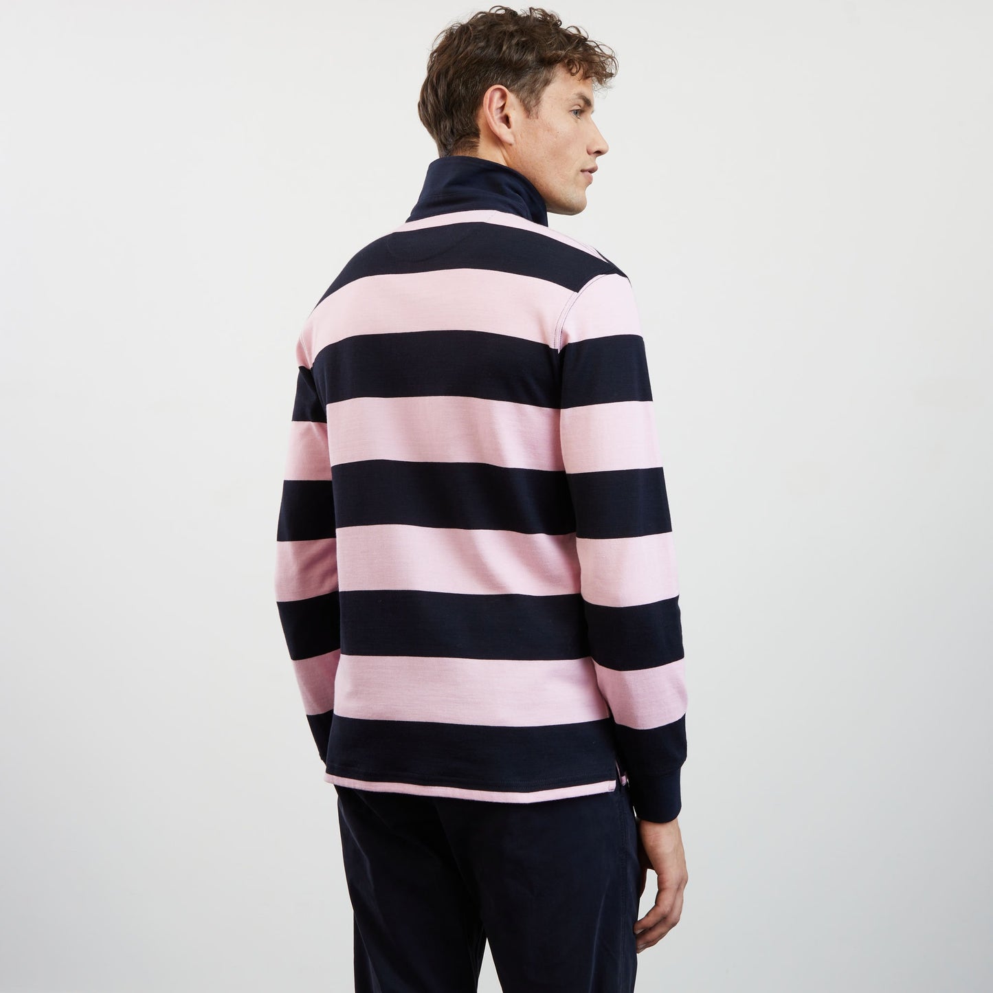 Striped pink long-sleeved rugby shirt