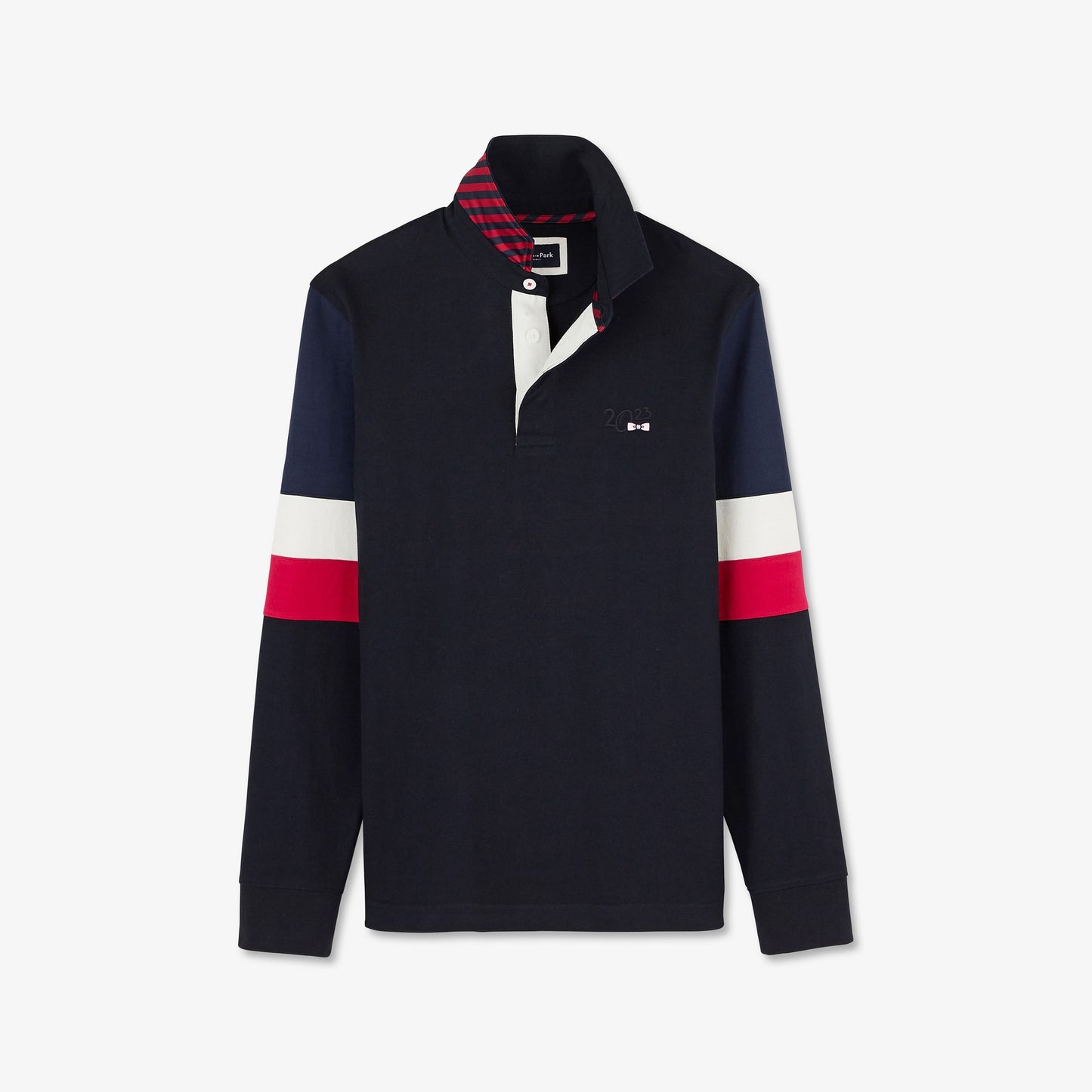 Dark blue colourblock rugby shirt with 2023 embroidery