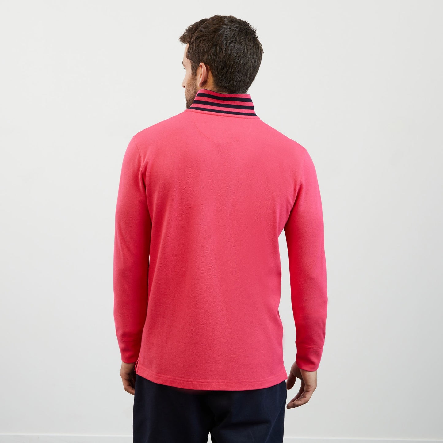 Pink long-sleeved polo shirt