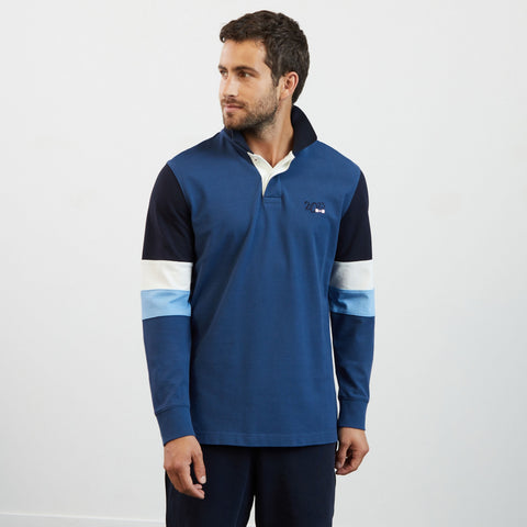 Blue colourblock polo shirt with 2023 embroidery - Image 3