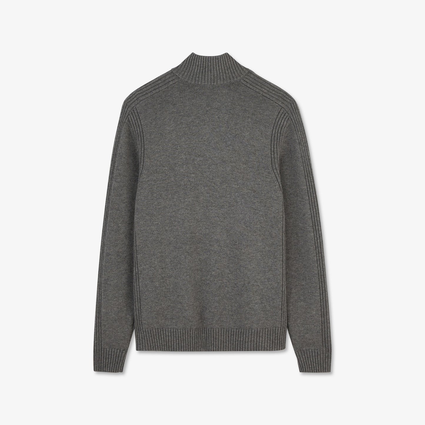 Grey zip-neck jumper in combination knit