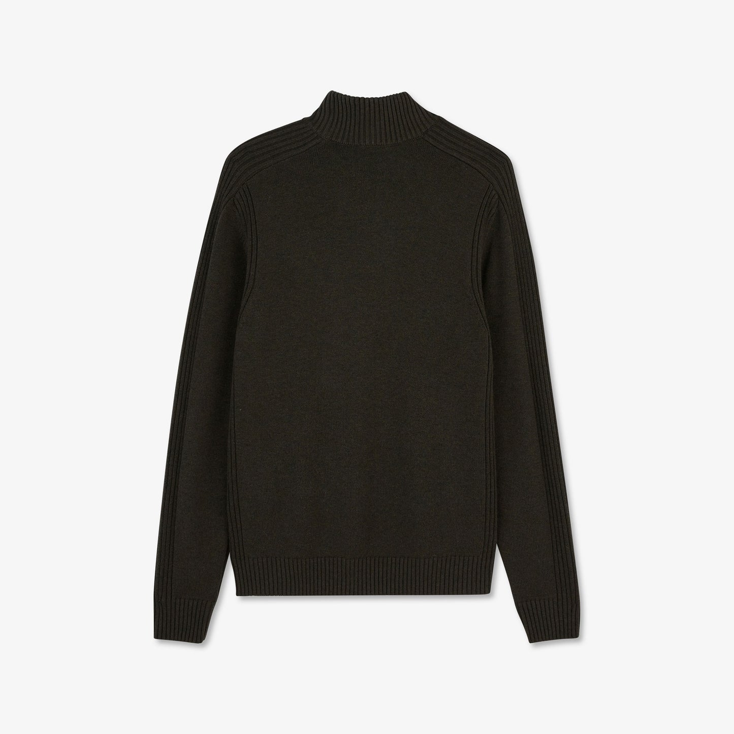 Khaki zip-neck jumper in combination knit