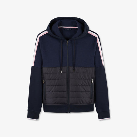 Dark blue bimaterial sweatshirt with tricolour trim - Image 2