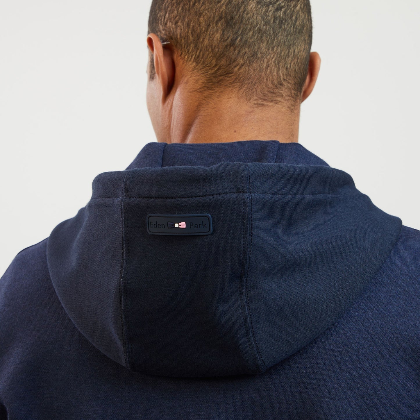 Dark blue bimaterial sweatshirt with tricolour trim