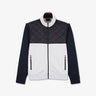 Light grey bimaterial zip sweatshirt with tricolour trim