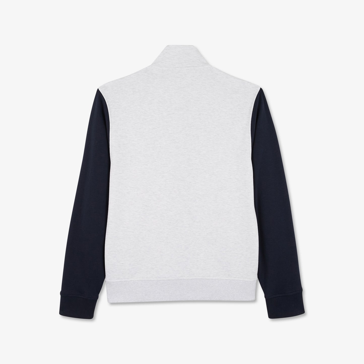 Light grey bimaterial zip sweatshirt with tricolour trim
