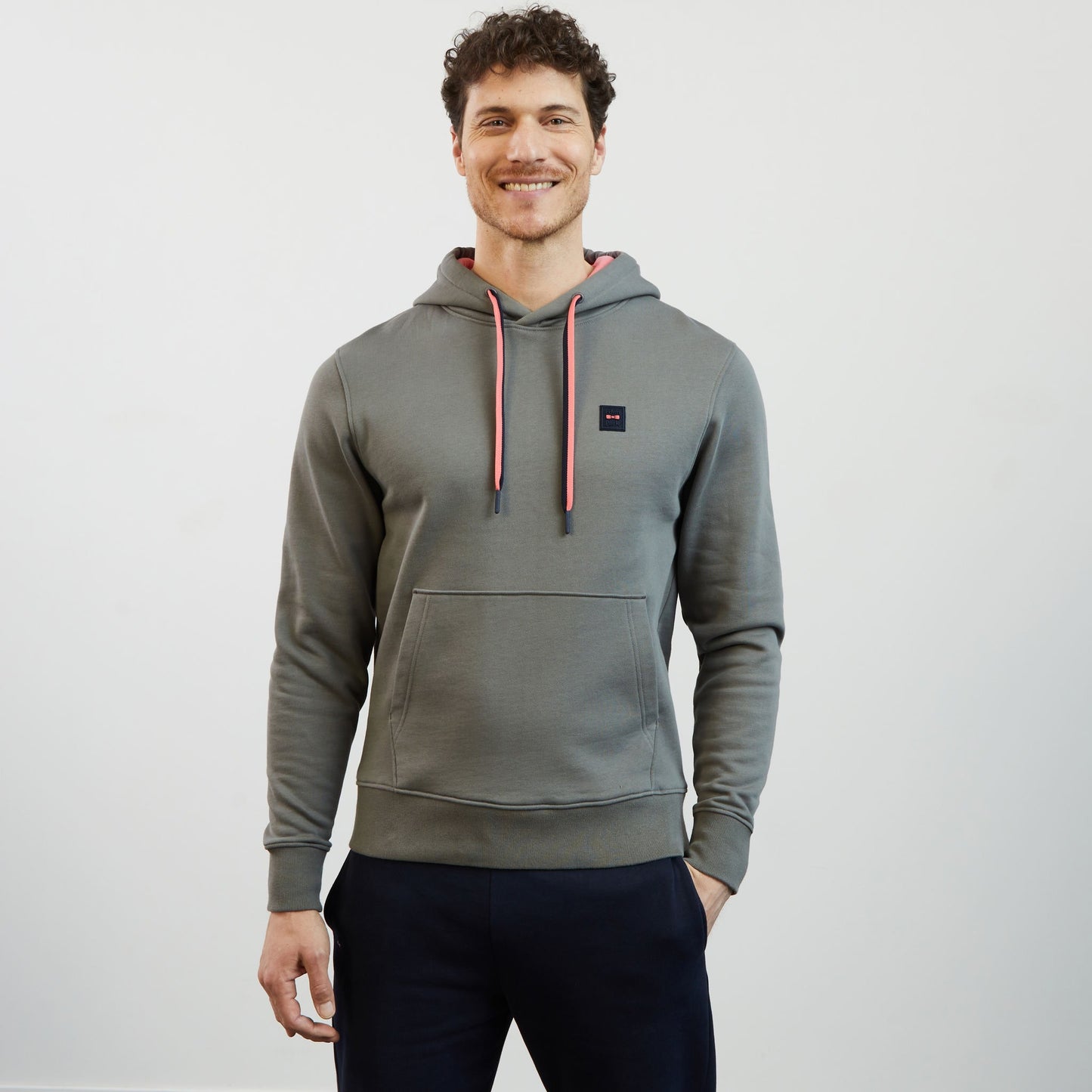 Grey hooded sweatshirt with contrasting detail