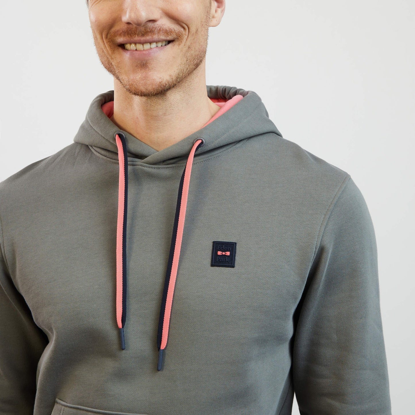 Grey hooded sweatshirt with contrasting detail