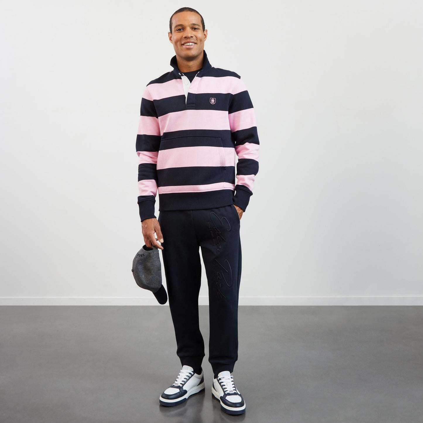 Pink circle polo-neck jumper