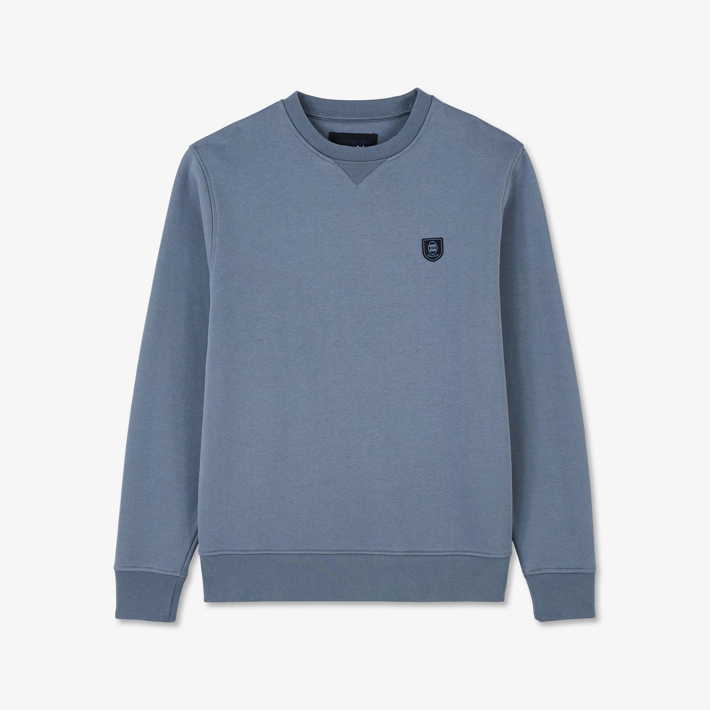Plain blue round-neck sweatshirt