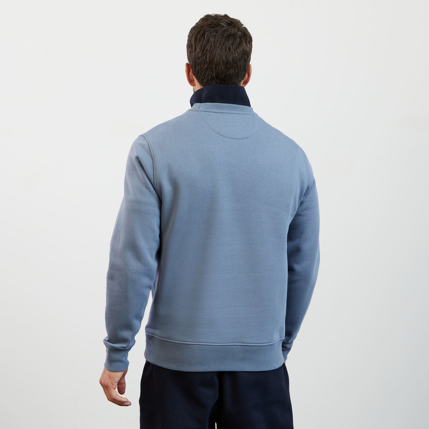 Plain blue round-neck sweatshirt