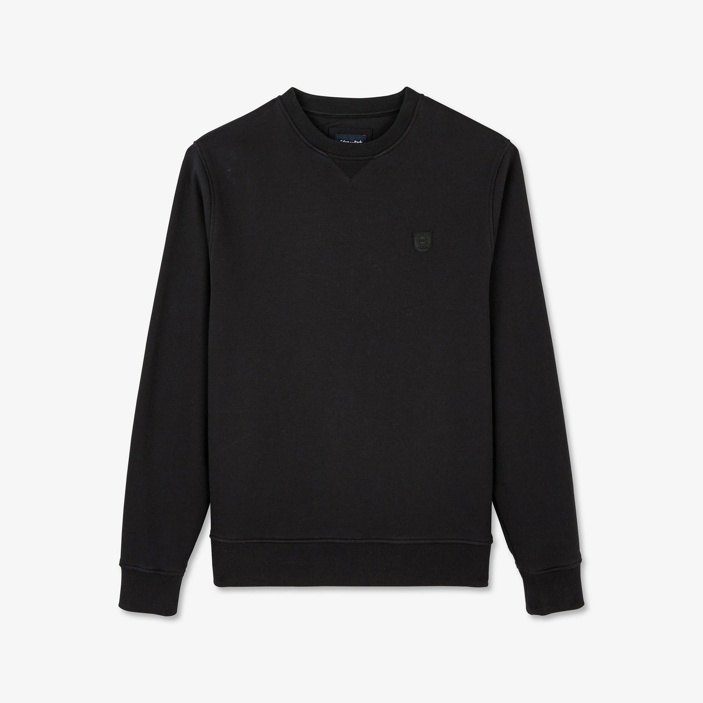 Plain black round-neck sweatshirt