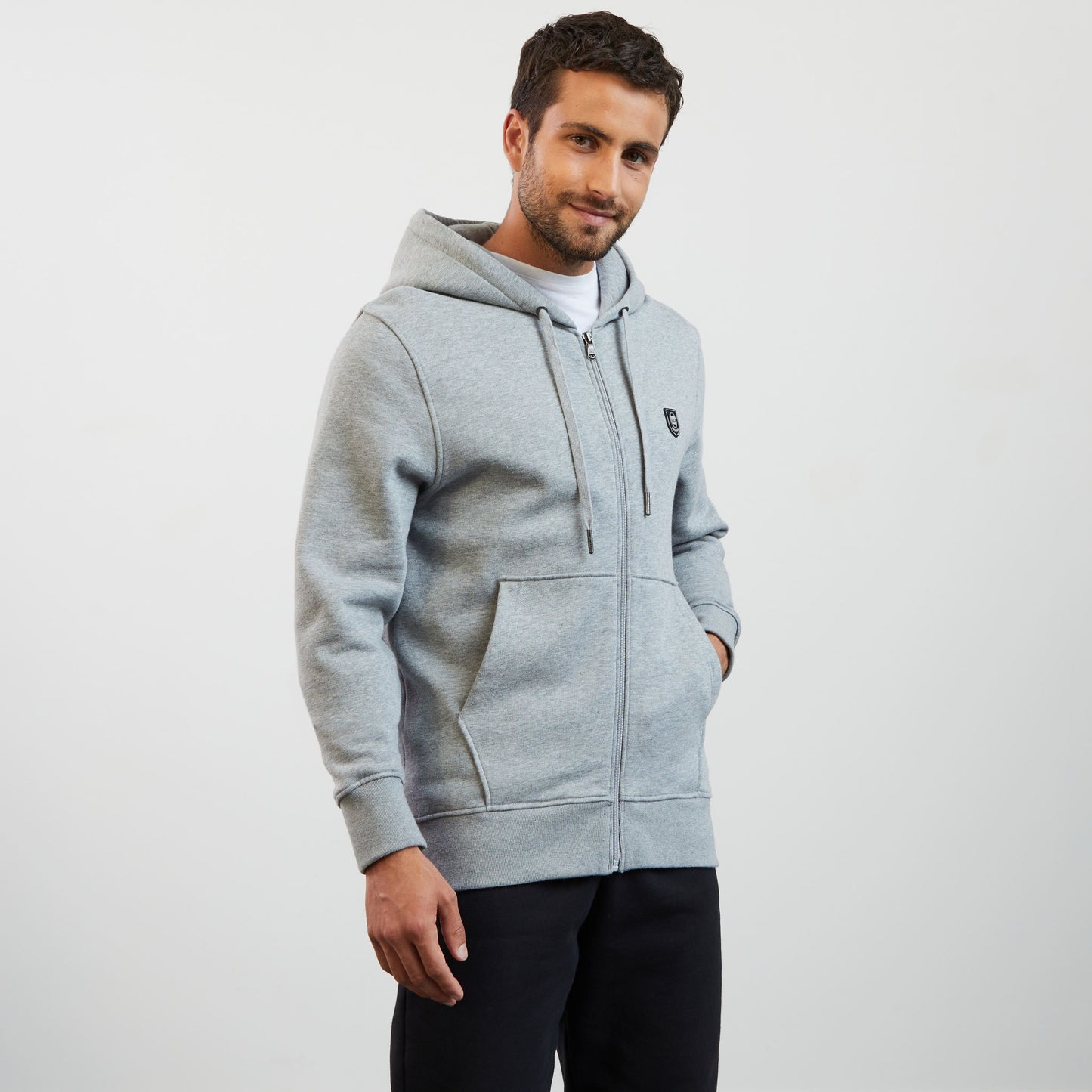 Grey hooded zipped sweatshirt
