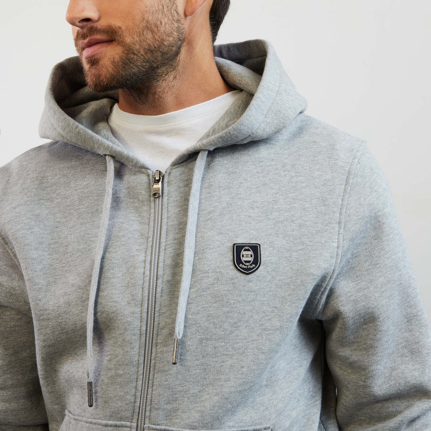 Grey hooded zipped sweatshirt