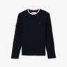 Navy blue long-sleeved T-shirt with cockerel and XV de France embroidered detail