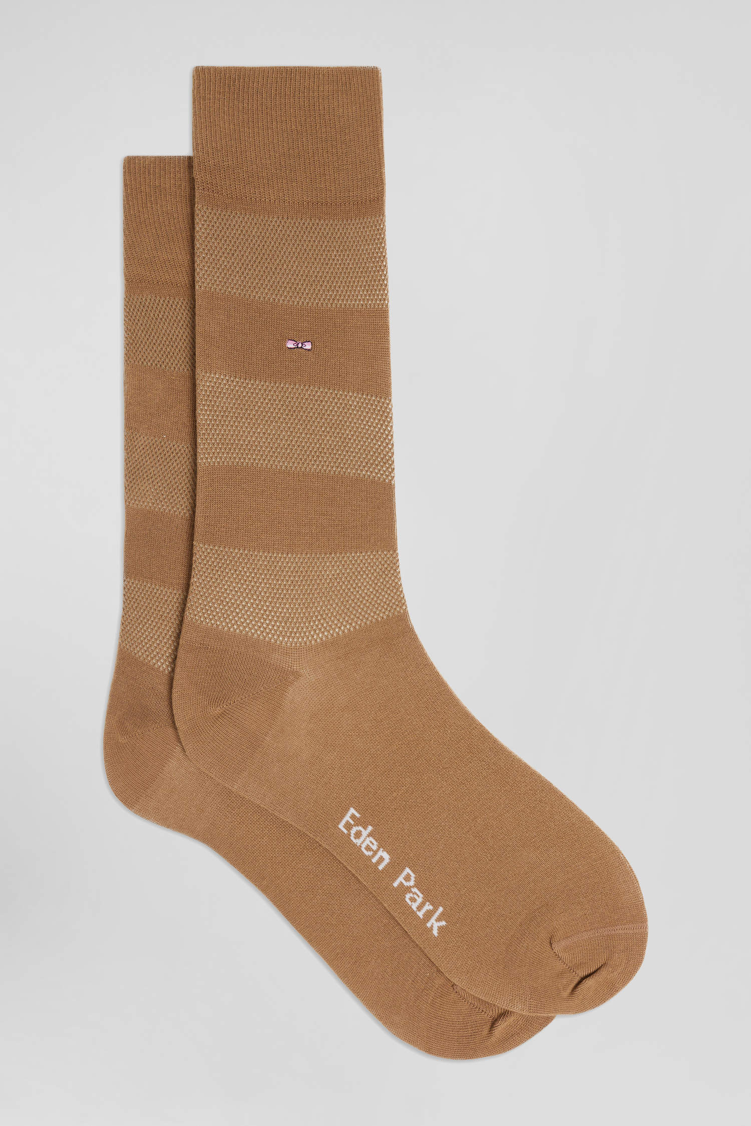 Brown socks with knit plays in stretch cotton