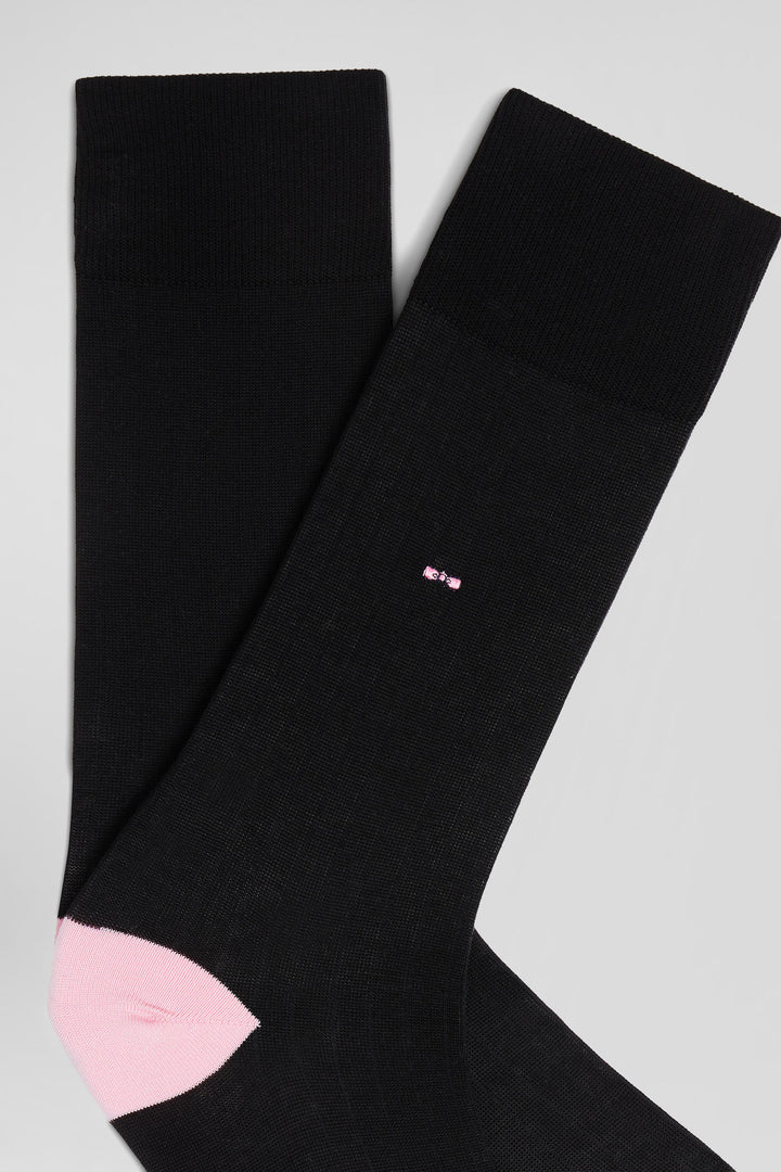 Paire de chaussettes en coton mélangé noire et rose