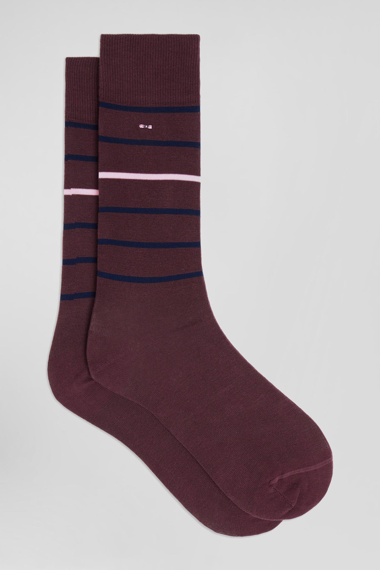 Burgundy striped stretch cotton socks