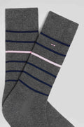 Grey striped stretch cotton socks