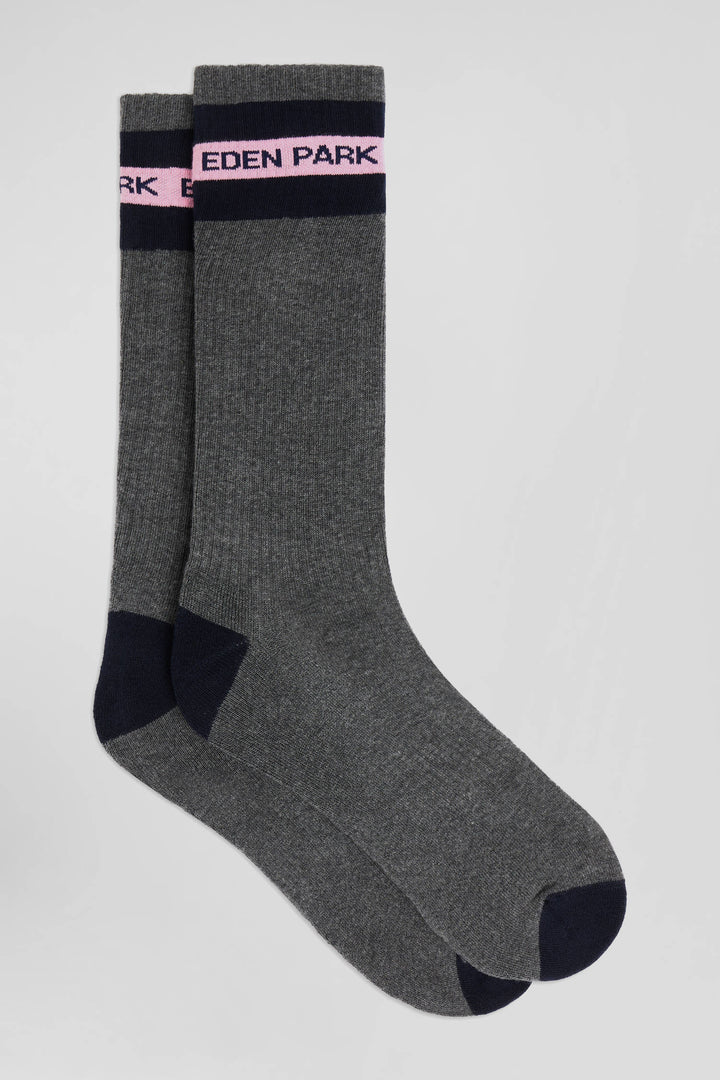 Chaussettes en coton stretch gris anthracite Eden Park