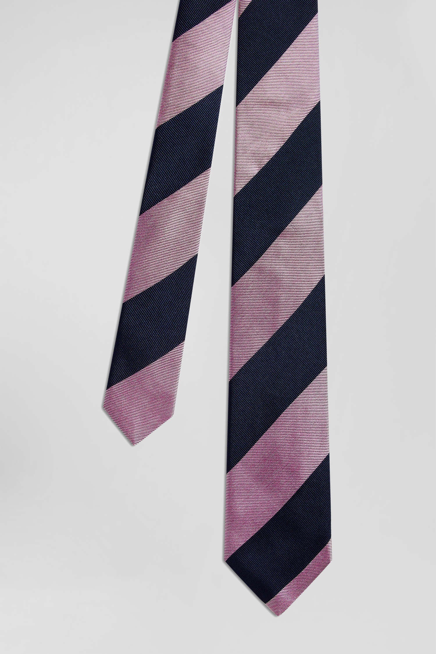 Pink silk tie with large stripes