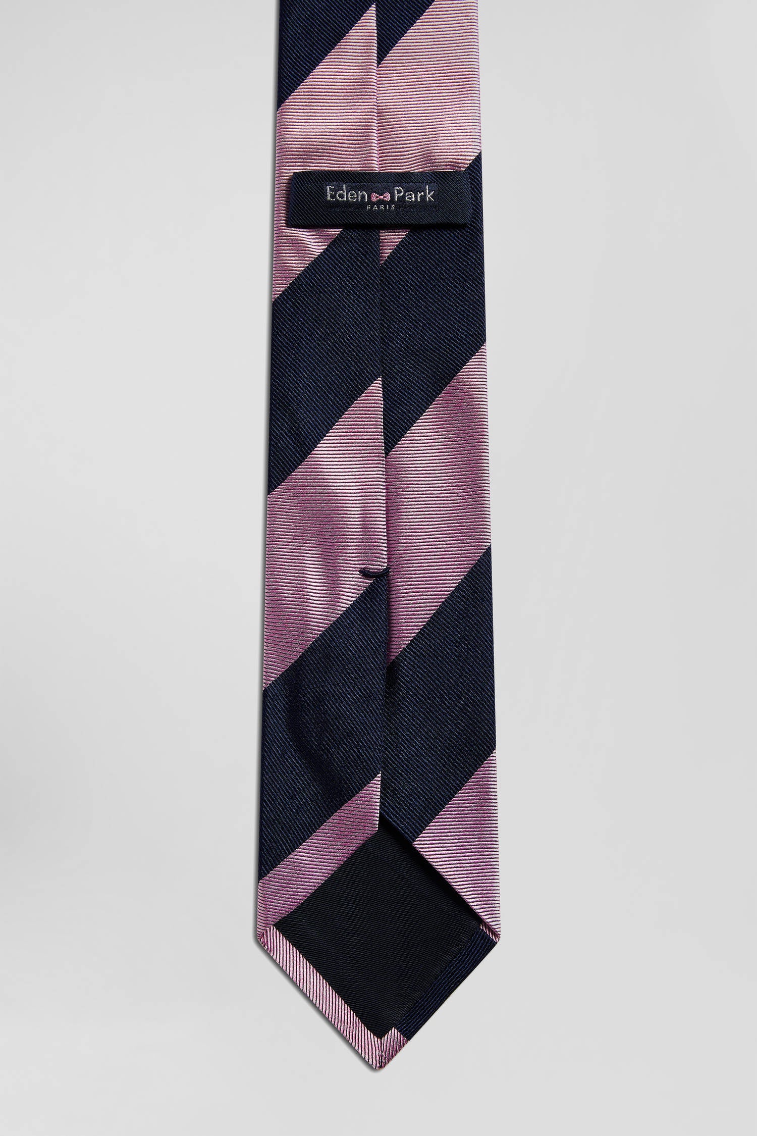 Pink silk tie with large stripes