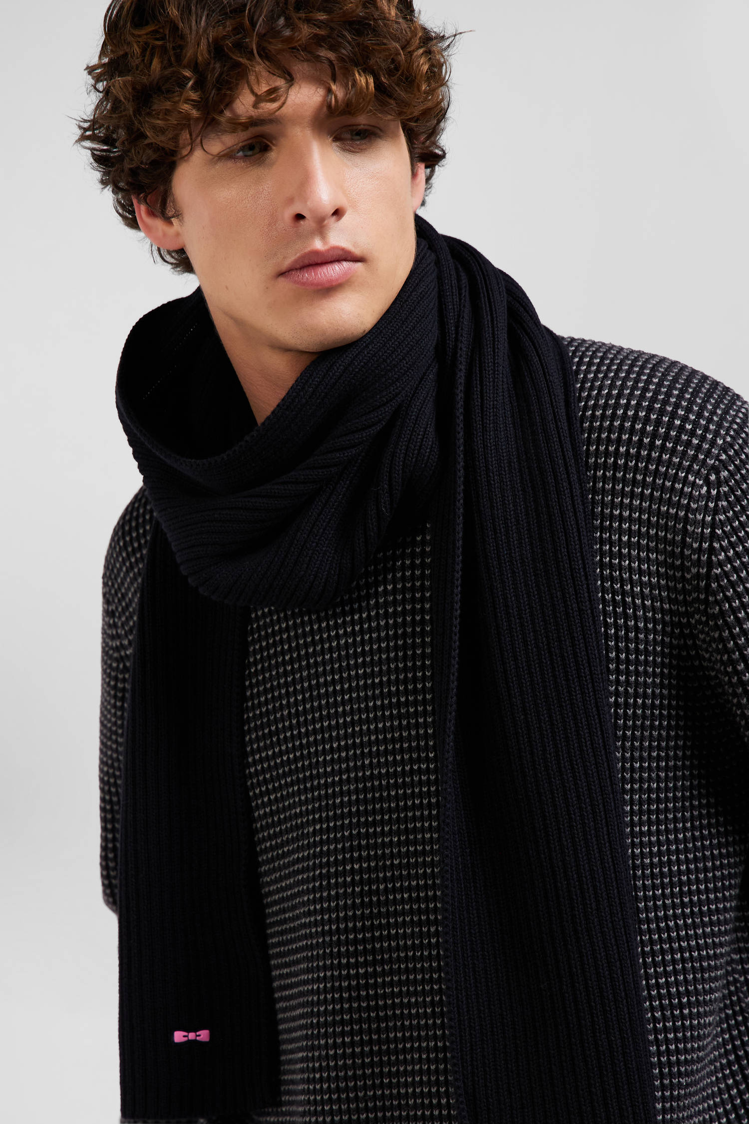 Black plain cotton scarf