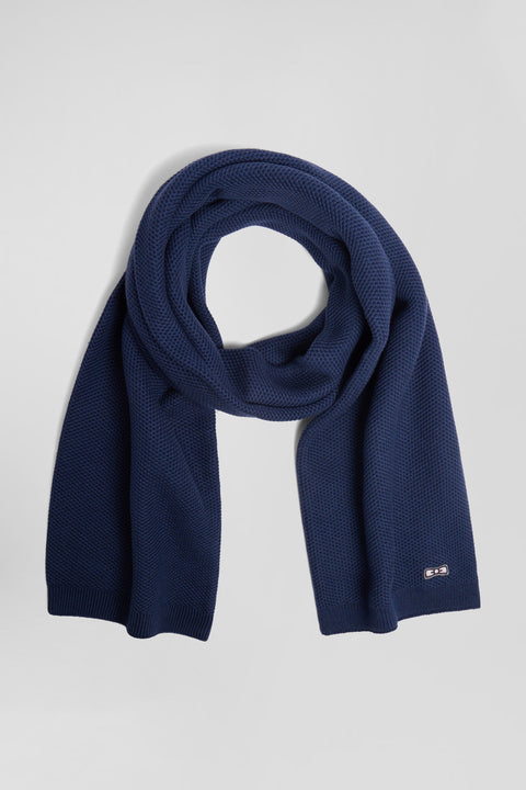 Dark blue plain cotton scarf - Image 1