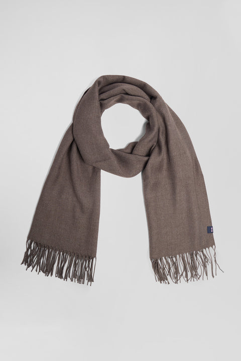 Brown fringed plain scarf - Image 1