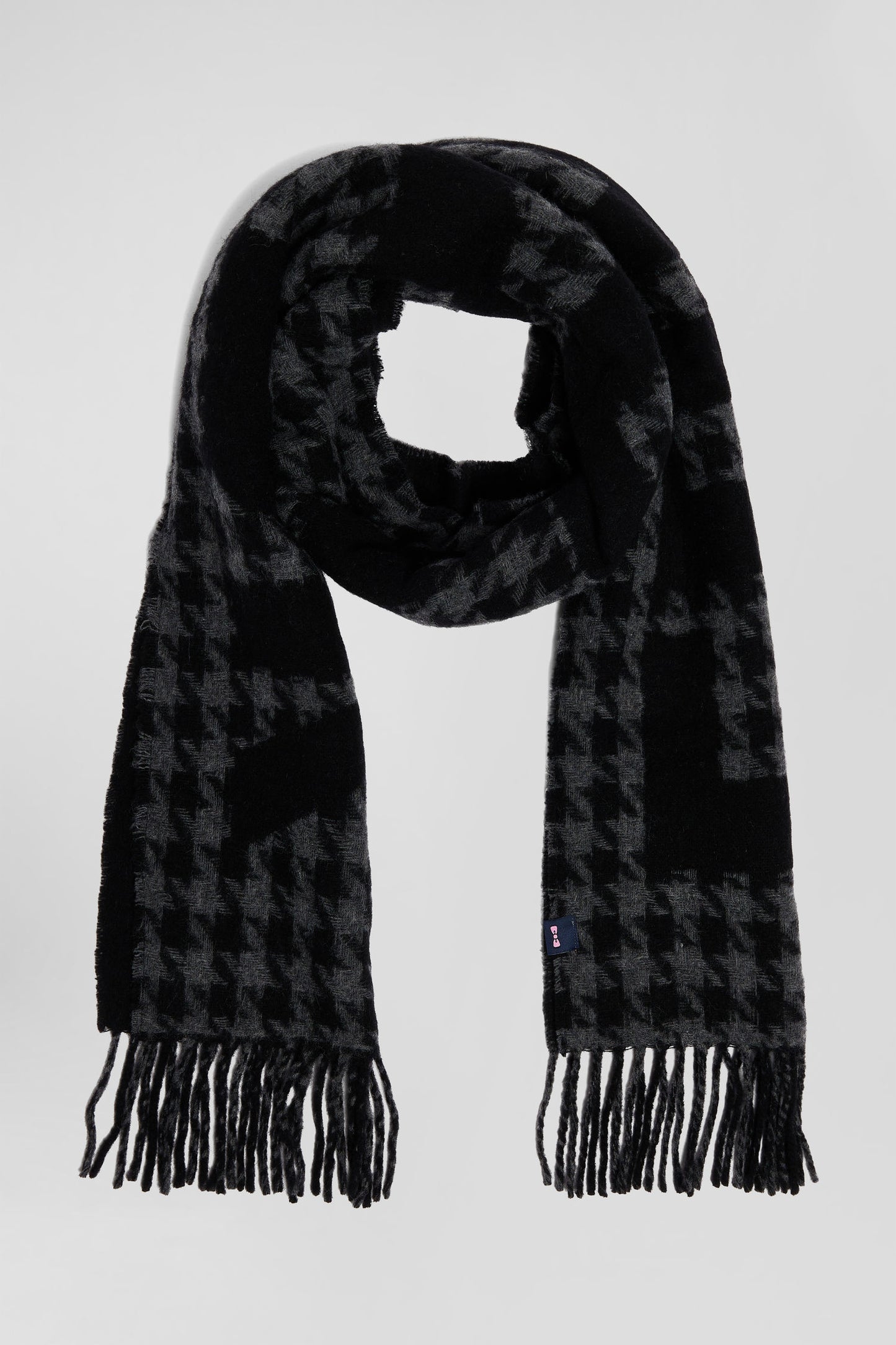 Black mixed wool scarf with Eden Park jacquard lettering