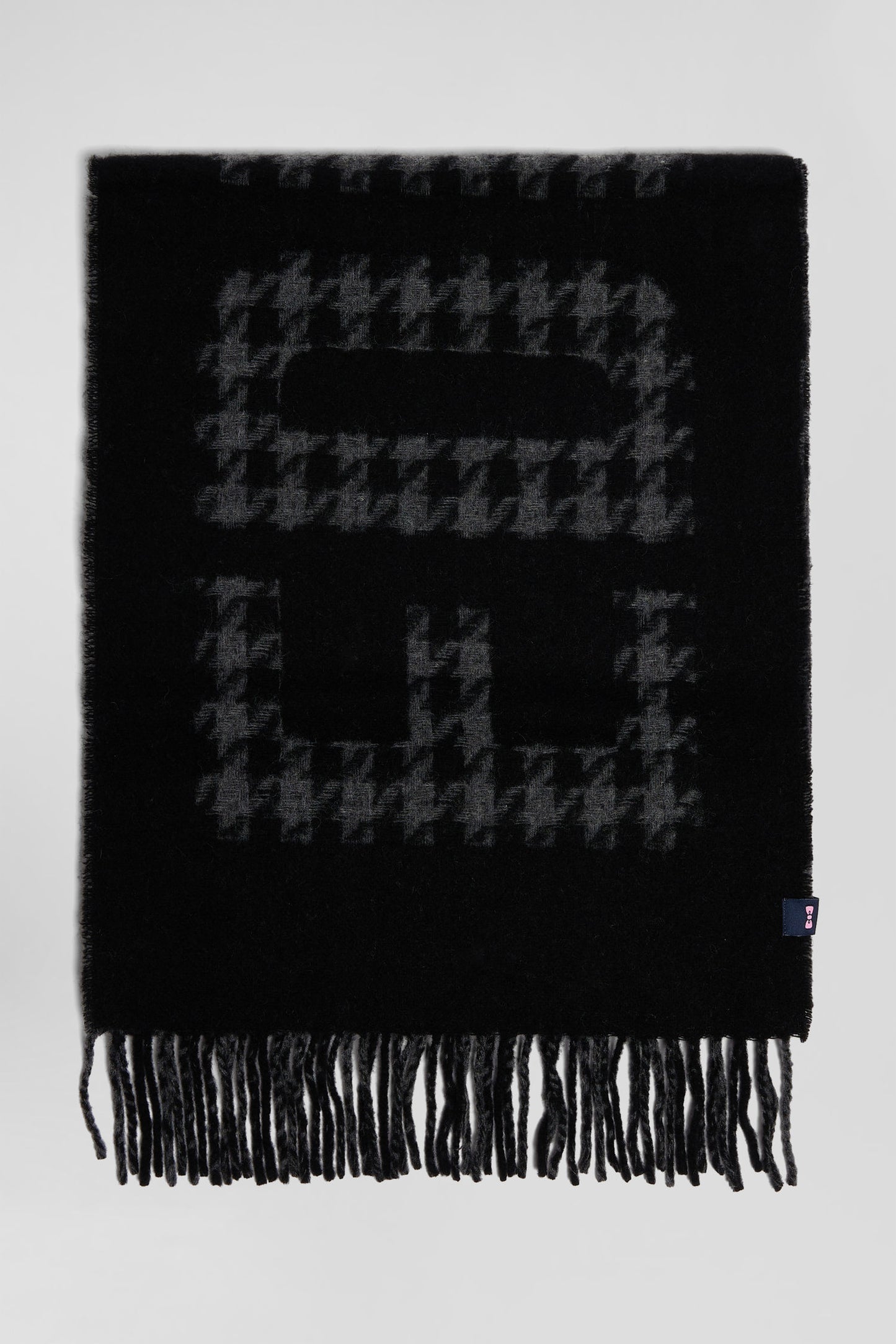 Black mixed wool scarf with Eden Park jacquard lettering