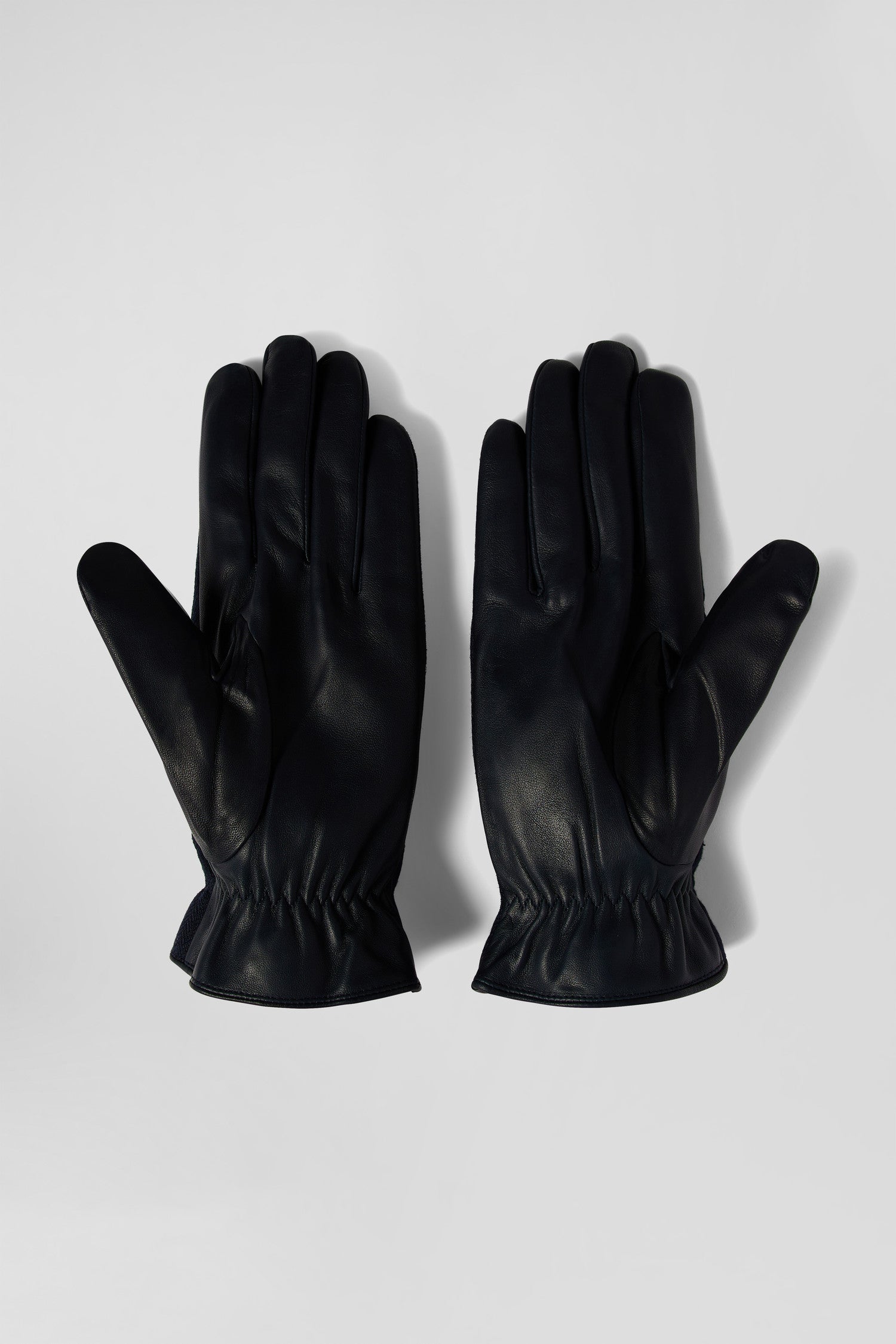 Paire de gants en cuir lisse bleu marine