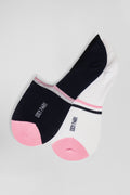 Lot de 2 paires de chaussettes basses en coton stretch mélangé marine et blanches