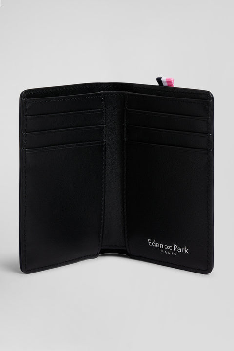 Navy blue French-style wallet with pink ribbon - Image 2