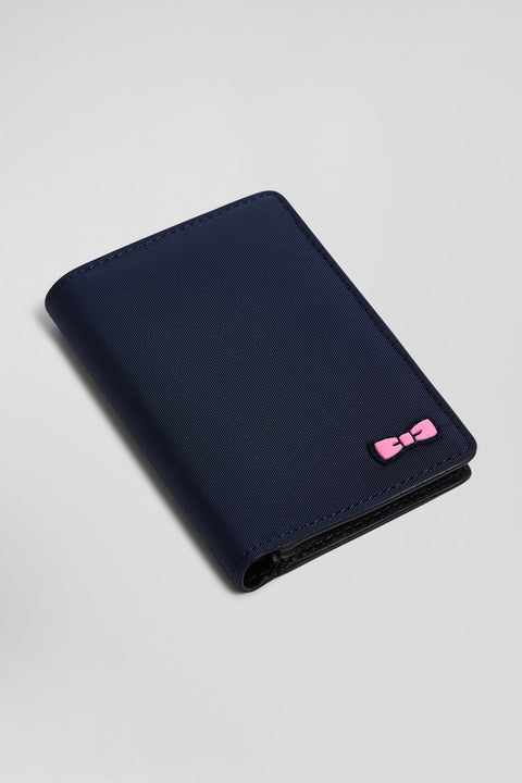 Navy blue French-style wallet with pink ribbon - Image 3