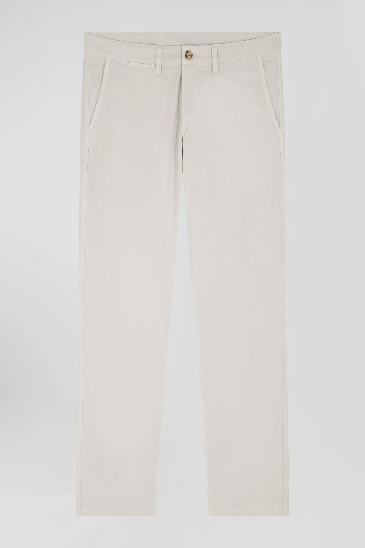 Regular camel chino trousers in stretch cotton gabardine