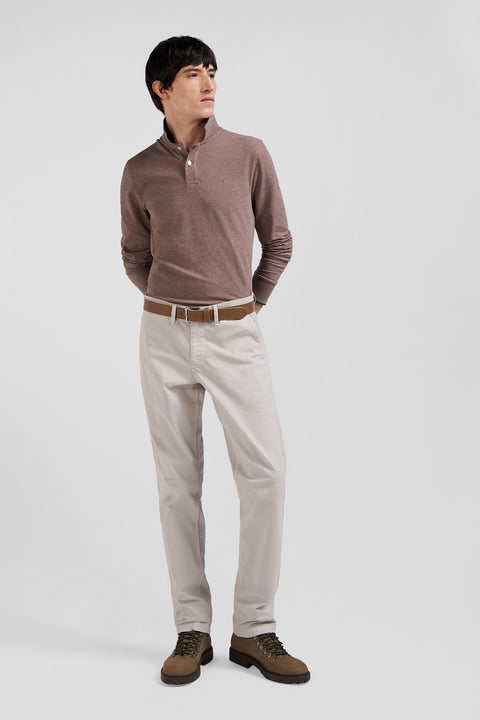 Regular camel chino trousers in stretch cotton gabardine - Image 3