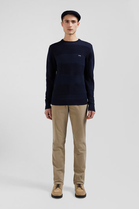 Regular beige chino trousers in stretch cotton gabardine - Image 1