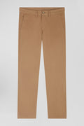 Regular brown chino trousers in stretch cotton gabardine