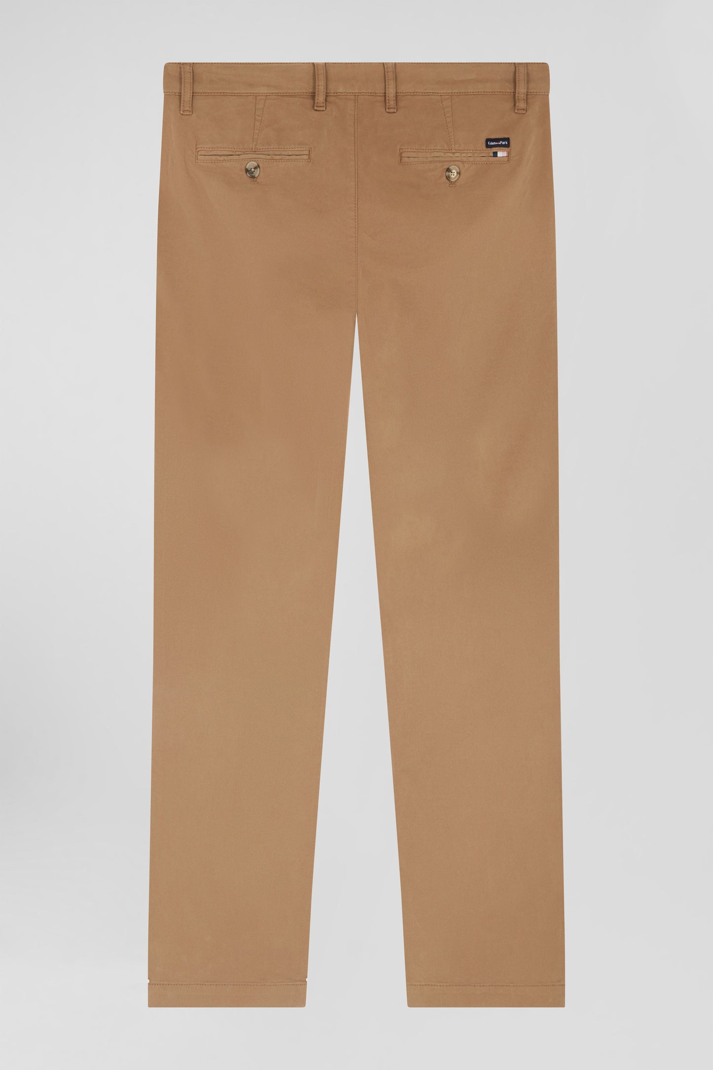 Regular brown chino trousers in stretch cotton gabardine